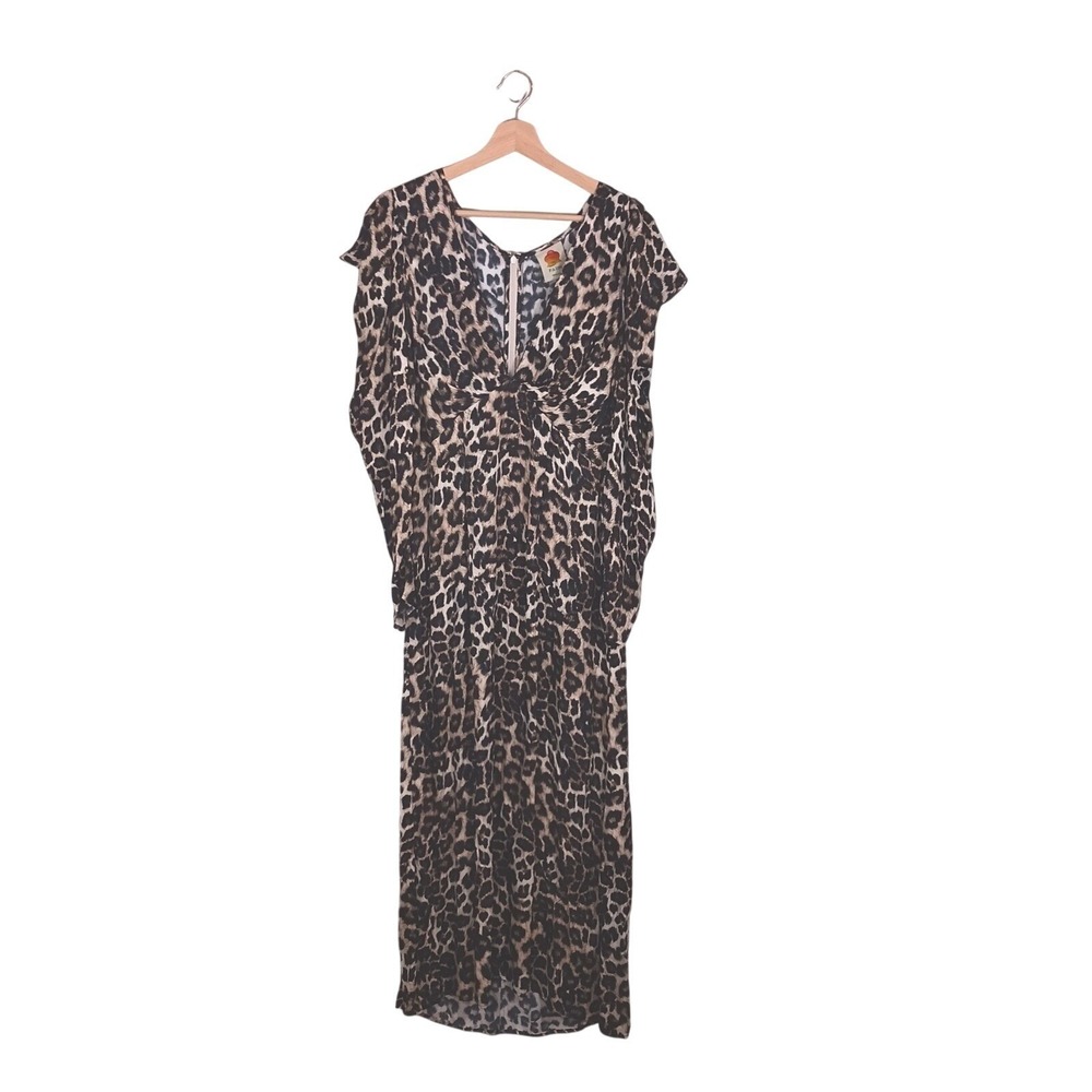 FARM Rio Leopard Print Midi Dress NWT Women's L Viscose Animal Print Mobwife